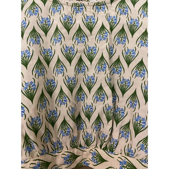 Zara Open Back Crop Top Small Floral Puff Sleeves Cottage Boho Preppy Vacation - Picture 14 of 15